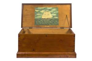 A ships trunk lift top box, solid huon pine with cedar trim