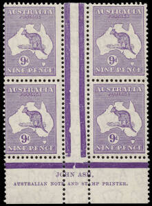 9d Violet, Ash Imprint (Plate 4, first state) block, MLH/MUH. BW:29(4)z - Cat.$700.