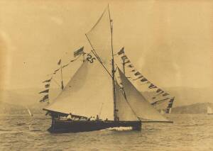 Two Hobart yacht scene albumin photographs