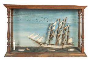 A ship scene diorama, 19th century