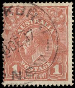1d Pink Eosin. FU with Kurri Kurri NSW cds dated "..8DE17"; BW.71SA. UV examined by us, showing the typical orange fluorescene under the UV lamp. Plateable by shallow notch top R frame.