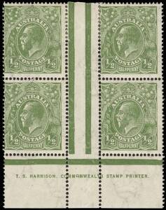 &frac12;d Green HARRISON one line Imprints: Electro 6 a pair and Electro 7 a block of four. MUH/MLH. BW: 65(6)z, 65(7)z.