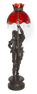 A bronze figured lamp of a soldier, late 19th century