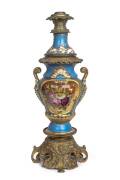 French porcelain and ormolu mounted lamp base, 19th C
