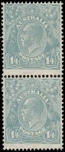 1/4 Greenish-Blue, fresh vertical pair.