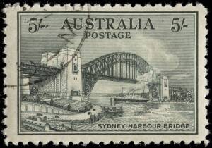 Sydney Harbour Bridge 2d - 5/-: 3 sets of 4 CTO with gum.