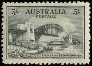 5/- Sydney Harbour Bridge, CTO with gum.