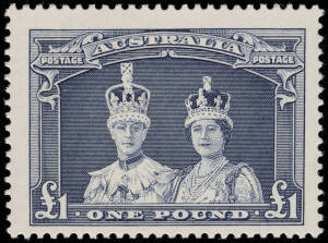 King George VI definitives range on cards, described and priced. Mixed range of singles, strips & imprint blks. Noted Robes set**, Robes &pound;1 imprint pair* and a Coil range incl. 1938 1d green, QE, Die II pair** & strip of 4 **/*. Some duplication, mixed co