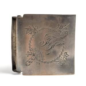 Wendt sterling silver belt buckle, circa 1900