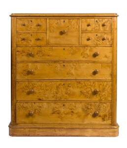 A Tasmanian birdseye huon pine chest, 19th century