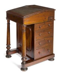 A Colonial cedar Davenport writing desk, circa 1858