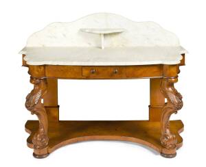 Tasmanian huon pine washstand with marble top c1875