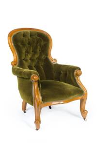 A gents armchair, carved kauri pine frame, circa 1880