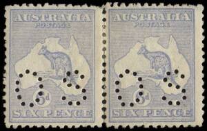 6d Ultramarine (SG.046) Die IIB, perf.OS horizontal pair, the right hand unit being a very fine example of the "Broken leg of emu" variety. Mint, with hinge remains. BW:20(3)d. Cat.$2750.Provenance: Hugh Morgan.