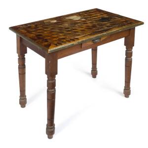 A hall table with inlaid tumbling box top, Tasmanian