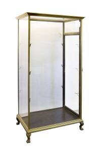 A metal bound shop display cabinet, late 19th century