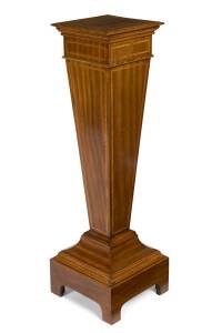 Sheraton revival inlaid mahogany pedestal, 19th century