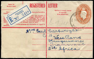 Mint and used group with Registration Envelopes KGVI (8) & QEII (22); Envelopes KGV (5 incl. 1d red mint, 1d up-rated &frac12;d x2, 1&frac12; brown & red used), KGVI (12) and QEII (11); Aerogrammes (20 incl. a SPECIMEN). Majority mint, some duplication, described and p