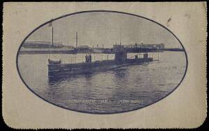 LETTERCARDS: KGV 1d used Military group with "2nd AIF Embarking", &nbsp;"March Past....Melbourne of AIF" (3, one duplicated), "Signalling Exercise", &nbsp;"Off for the seat of war", "Submarine AE.1. (Now sunk)" and "HMAS Melbourne". Plus "Burrenjuck Dam NSW" with "