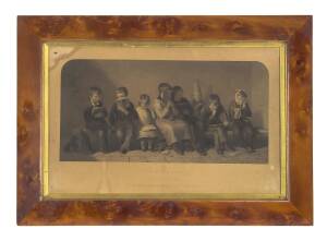 Huon pine framed engraving titled "The Frown", 19th C.