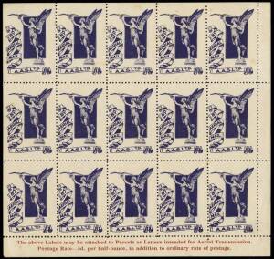 25 Sept.1925 (AAMC.90d.Frommer.14b2) "Angel" vignette, complete of 15, as issued. On annotated page, ex Capt. J. Love.