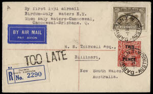 3 Dec.1931 (AAMC.228) (Darwin) - Birdum - Daly Waters, registered cover flown by QANTAS to connect these centres during the rainy season when the overland route was under water. [Only 20 flown]. Cat.$850.