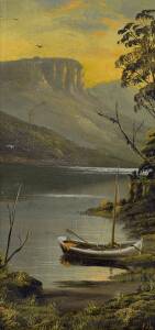 Tasmanian river scene landscape oil on board