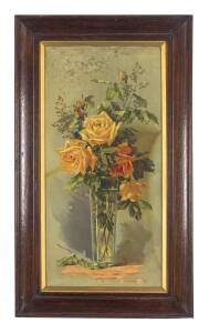 A pair of floral prints in oak frames, circa 1910