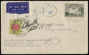 22 Dec.1934 (AAMC.482) Cootamundra - Melbourne flown cover by Butler Air Transport as part of the extended service for the delivery of the first mails from England. Signed by the pilot C.A. Butler; 20 only carried.