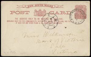 1904(Jul.22) 1d Postal stationery card, with a view of Katoomba Falls, cancelled by "TPO No2 WEST N.S.W. cds (without year date), and with a very scarce circular "LATE FEE /1D" charge mark alongside the stamp.