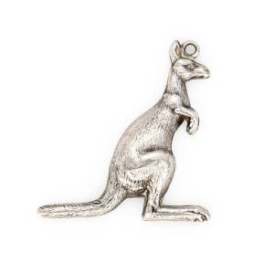 An antique silver kangaroo pendant, engraved "S.T.H.P.A won by J. Goodluck PRISONER OF WAR DAY 19-7-18". Length 45mm.