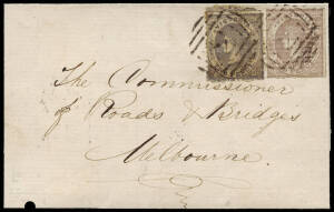 1861 (Oct.21) entire from Geelong to Melbourne bearing both rouletted and perforated 2d Emblems issue stamps. An unusual combination.