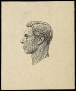 c. 1939 KING GEORGE VI head DIE PROOF printed in black on wove paper. A fine proof, very similar to the Head used for the high values of Great Britain.