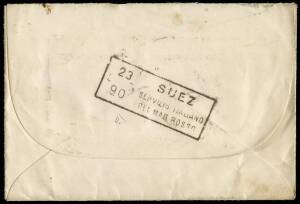 1890(Jul.15) &nbsp;cover franked 25c, from Italy to Keren in Eritrea, backstamped with the very scarce boxed "SUEZ / SERVIZIO ITALIANO / DEL MAR ROSSO' datestamp. Emilio Diena certificate (1987). Probably the rarest of the Red Sea maritime markings.
