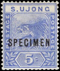 SUNGEI UJONG: 1891-95 SPECIMEN overprints comprising SG.50, 52, 53, 54 & 55; SG.51 Mint. All fine & fresh.