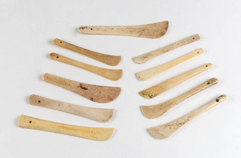 Group of 13 sail makers tools, whalebone, 19th century