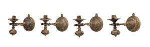 Set of 4 ships gimbaled candle holders, cast brass, 19th century