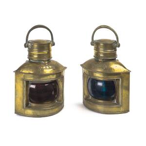 A pair of ships lanterns, Starboard and Port