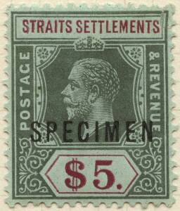 1912-23 (between SG.193 and 212ds) Multiple Crown CA 1c - $5 King George V SPECIMEN overprints comprising 1c, 3c, 4c dull purple, 5c, 8c, 10c (white & yellow backs), 21c, 25c, 30c, 45c, 50c (3 different), $1,$2 (2 different) & $5 (2 different). Mainly fin