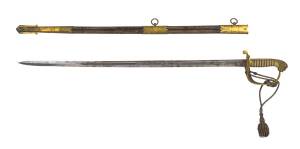 A British Navy dress sword and scabbard, 19th century