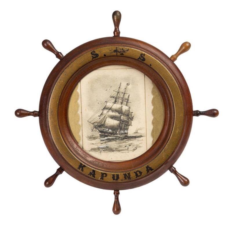 S.S.KAPUNDA Ship portrait watercolour on card