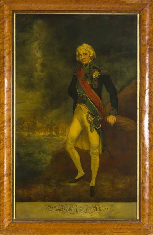 Lord Nelson reverse glass picture "Baron Nelson Of The Nile"