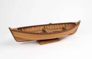 A scratch built clinker model whale boat, pine and cedar, signed C.E. Davies Lochsport VIC Australia, 20th century 