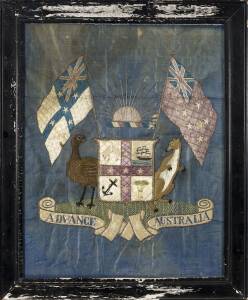 Advance Australia embroidered silk coat of arms