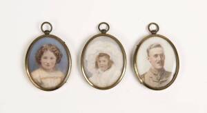 Group of 3 miniature oval portraits, circa 1915