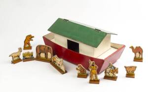 Noah's Ark, painted wood and card, early to mid 20th century