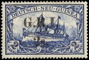 1914-15 (SG.13) 2s G.R.I. overprint on 2 Mark blue (3.5mm setting); well centred and fresh MLH. Cat.&pound;2750.