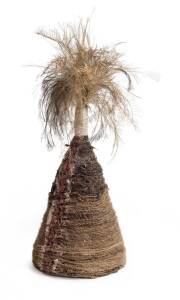 Aboriginal Headress, Mornington Island, hair, emu feather, twine and natural earth pigments, 