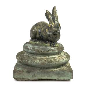 BOSLEY Pottery rabbit, mounted on concrete plinth