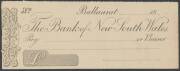 BANKING: The Bank of New South Wales; circa 1860s-80s, attractive group of unused printed cheque forms issued at Ballaarat, Brisbane, Deniliquin, Geelong, Melbourne, Newcastle & Sydney. (10 different).